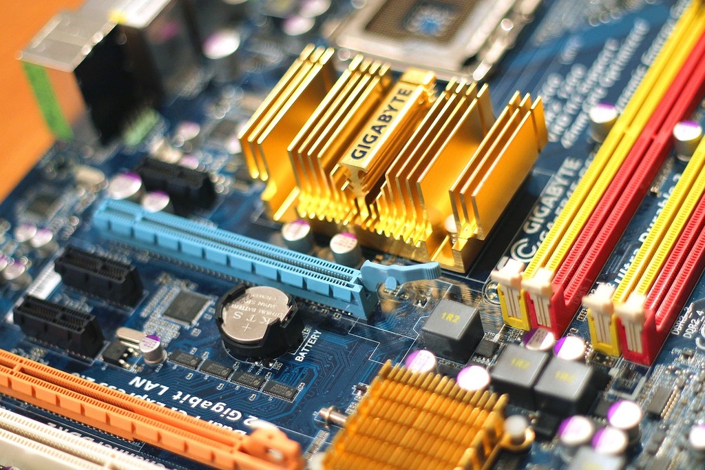 Picture of a computer motherboard